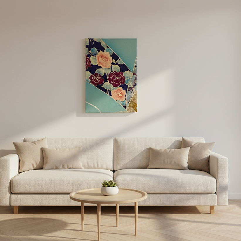 薔薇【正絹着物ファブリックパネル大】KPB-1