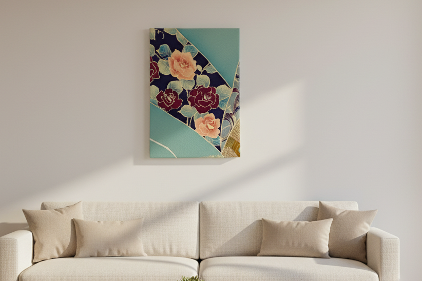 Kimono Fabric Art Panel Handmade Japanese Textile Home Decor