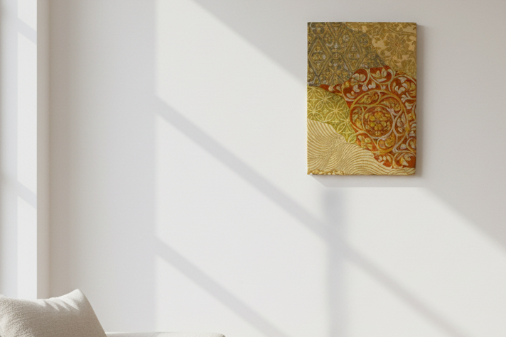 Decorative Obi Wall Panel Handmade from Vintage Japanese Textile Art