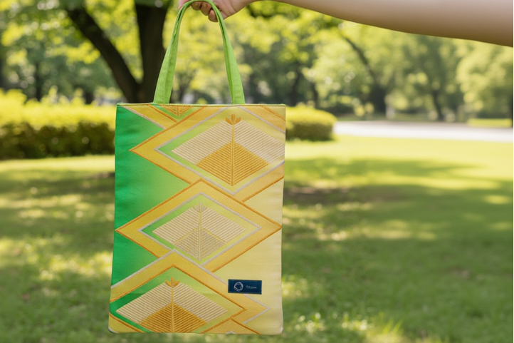 Japanese Kimono Silk Tote Bag, Vintage Obi Handmade Bag, Upcycled Sustainable Gift, One of a Kind Eco Bag【KB-17】