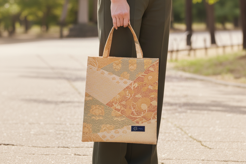 Japanese Kimono Silk Tote Bag, Vintage Obi Handmade Bag, Upcycled Sustainable Gift, One of a Kind Eco Bag【KB-28】