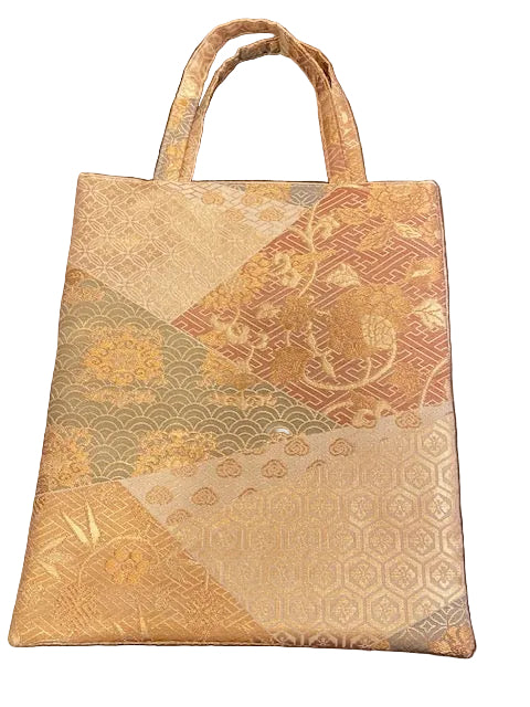 Japanese Kimono Silk Tote Bag, Vintage Obi Handmade Bag, Upcycled Sustainable Gift, One of a Kind Eco Bag【KB-28】