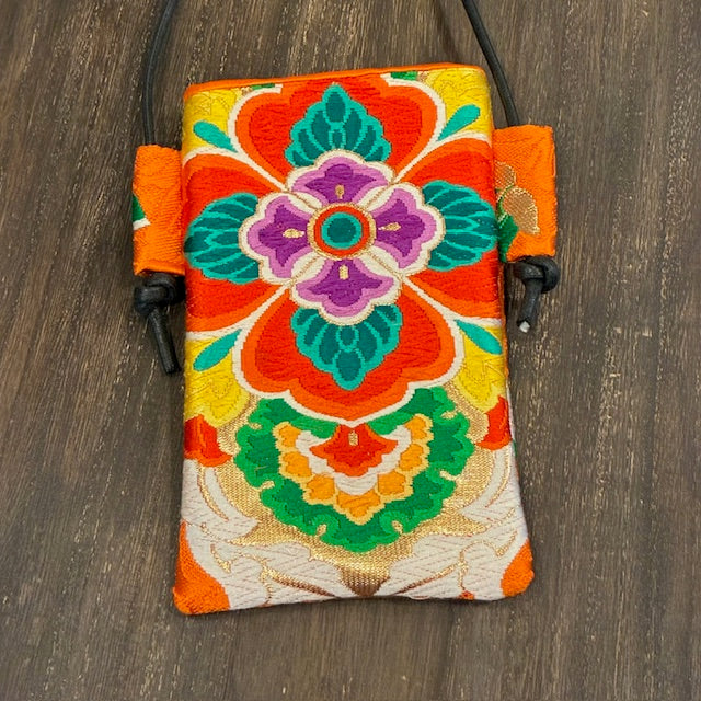 Borsa Obi portacellulare giapponese, Tracolla in seta giapponese, Tracolla Obi per smartphone, Regalo unico, Borsa da viaggio leggera【SS-01】