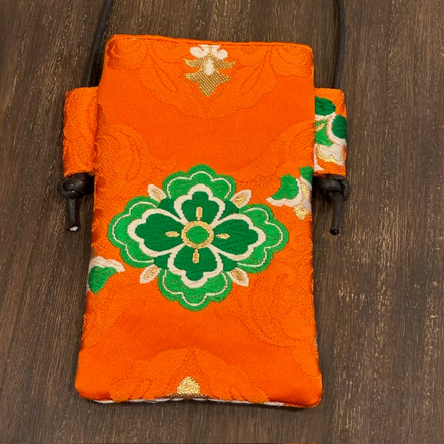 Japanese Obi Phone Bag, Japanese Silk Crossbody, Obi Smartphone Shoulder Bag, One of a Kind Gift, Lightweight Travel Bag【SS-01】