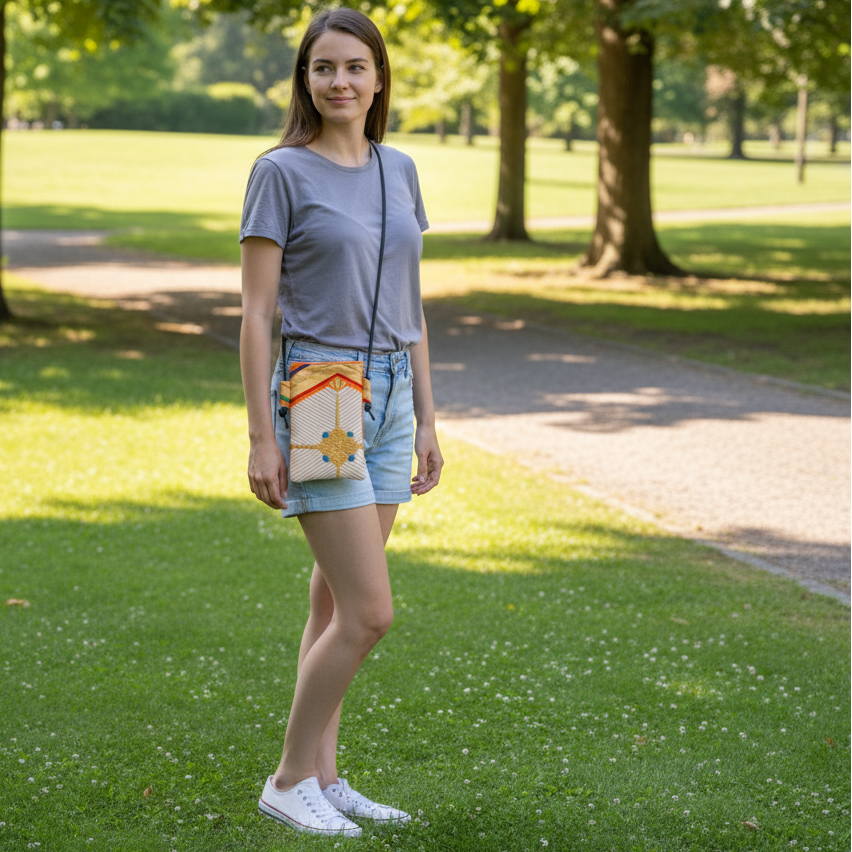 Japanese Obi Phone Bag, Japanese Silk Crossbody, Obi Smartphone Shoulder Bag, One of a Kind Gift, Lightweight Travel Bag【SS-02】