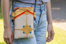 Kimono Obi Smartphone Shoulder Bag Handmade Japanese Textile Crossbody Pouch