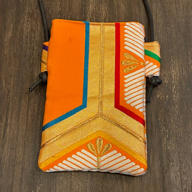 Japanese Obi Phone Bag, Japanese Silk Crossbody, Obi Smartphone Shoulder Bag, One of a Kind Gift, Lightweight Travel Bag【SS-02】