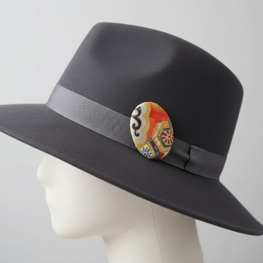 Japanese Kimono Silk Brooch / Japanese Vintage Obi Pin / Floral Statement Brooch / Unique Handmade Gift / Wearable Art【VKB-02】