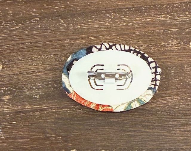 Japanese Kimono Silk Brooch / Japanese Vintage Obi Pin / Floral Statement Brooch / Unique Handmade Gift / Wearable Art【VKB-03】