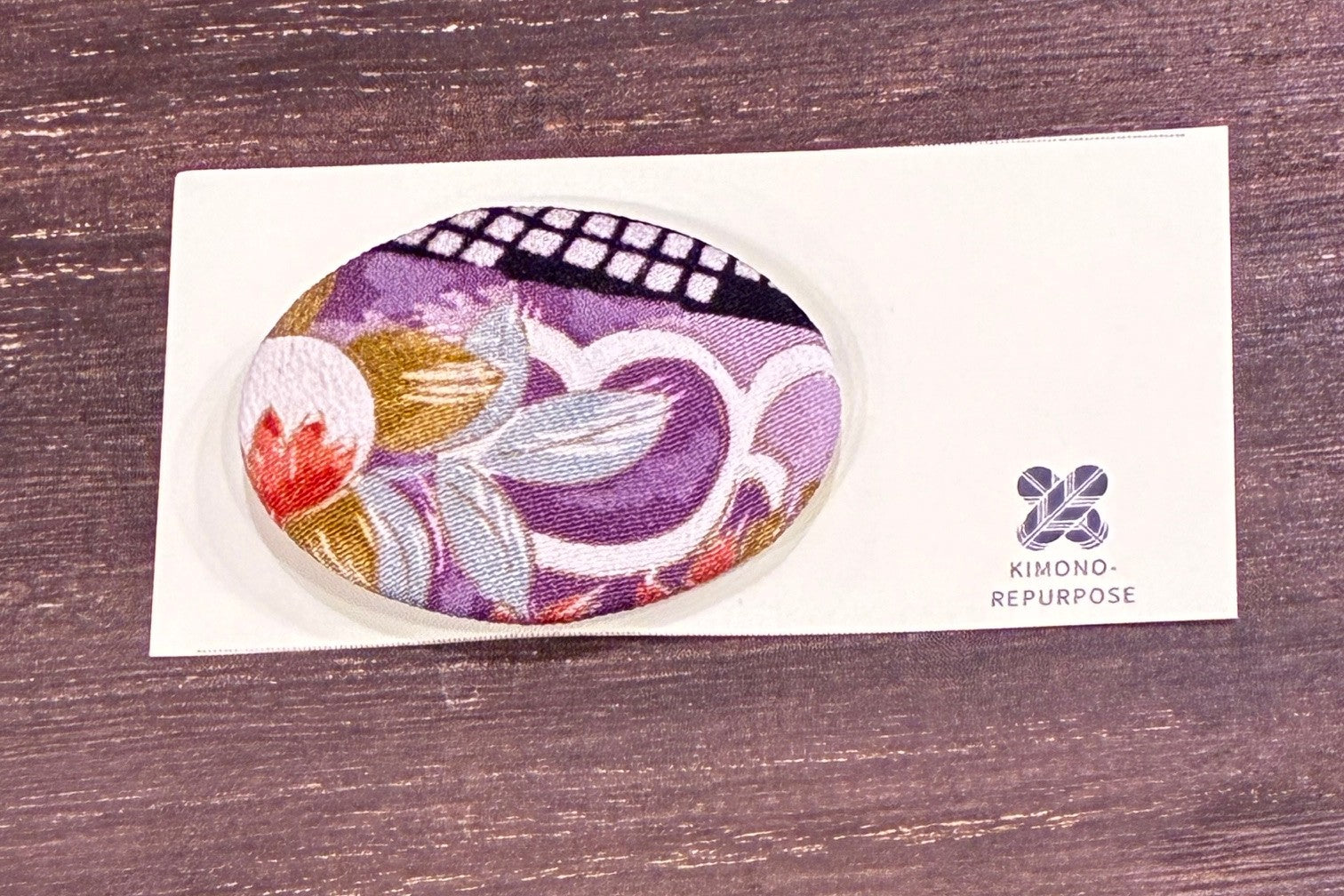 Japanese Kimono Silk Brooch / Japanese Vintage Obi Pin / Floral Statement Brooch / Unique Handmade Gift / Wearable Art【VKB-16】