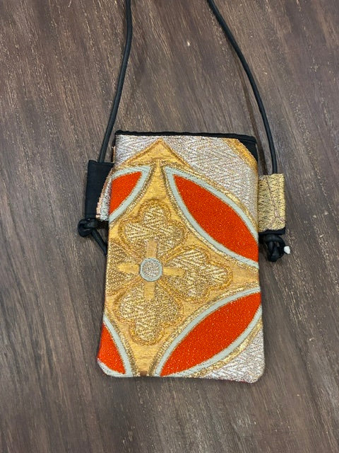 Borsa Obi per telefono giapponese, borsa a tracolla in seta giapponese, borsa a tracolla per smartphone Obi, regalo unico, borsa da viaggio leggera【SS-02】