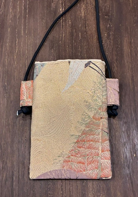 Vintage Obi Fabric Phone Pouch Handmade Japanese Textile Shoulder Bag
