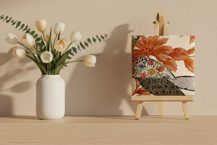 Kimono Wall Art / Japanese Vintage Silk Textile Panel / Framed Fabric Art / Wabi Sabi Decor / Unique Japanese Interior 【KP-01】