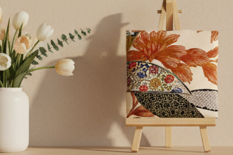 Kimono Wall Art / Pannello Tessile Vintage Giapponese in Seta / Quadro in Tessuto Incorniciato / Decorazione Wabi Sabi / Interni Giapponesi Unici 【KP-01】