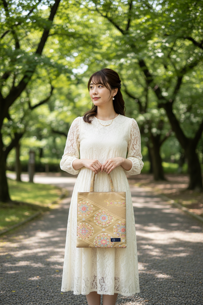 Japanese Kimono Silk Tote Bag, Vintage Obi Handmade Bag, Upcycled Sustainable Gift, One of a Kind Eco Bag【KB-30】