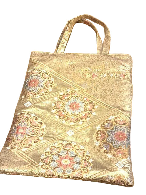 Japanese Kimono Silk Tote Bag, Vintage Obi Handmade Bag, Upcycled Sustainable Gift, One of a Kind Eco Bag【KB-30】