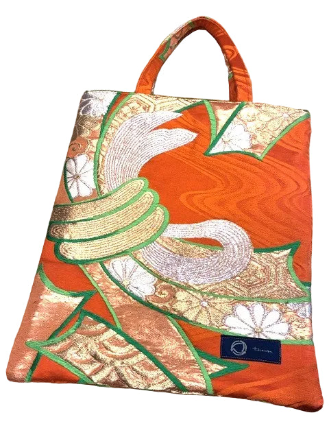 Japanese Kimono Silk Tote Bag, Vintage Obi Handmade Bag, Upcycled Sustainable Gift, One of a Kind Eco Bag【KB-31】