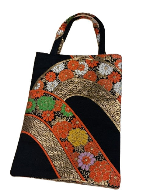 Japanese Kimono Silk Tote Bag, Vintage Obi Handmade Bag, Upcycled Sustainable Gift, One of a Kind Eco Bag【KB-24B】