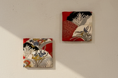 Kimono Wall Art / Japanese Vintage Silk Textile Panel / Framed Fabric Art / Wabi Sabi Decor / Unique Japanese Interior【KP2-02】