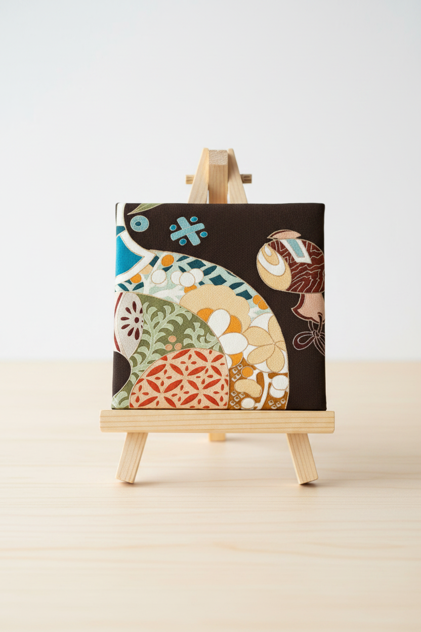 Kimono Wall Art / Japanese Vintage Silk Textile Panel / Framed Fabric Art / Wabi Sabi Decor / Unique Japanese Interior【KP2-01A】