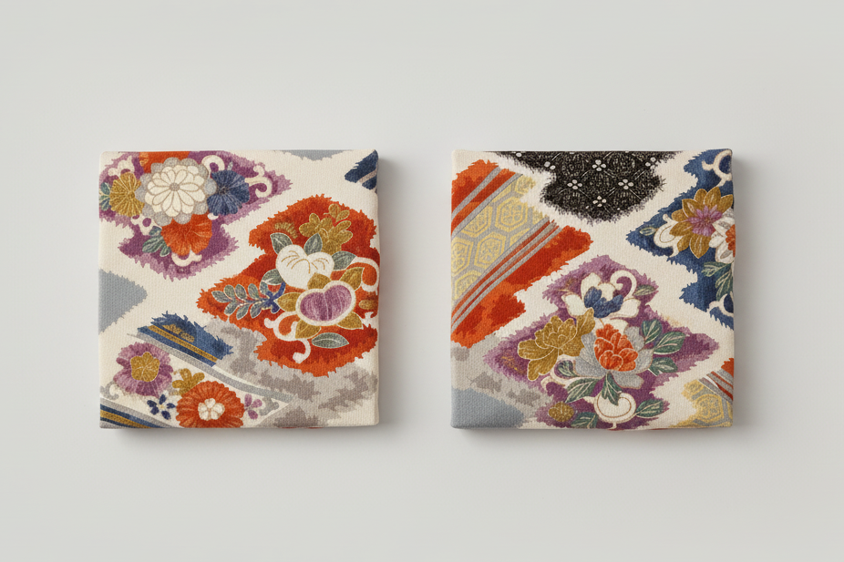Decorative Obi Wall Panel Handmade from Vintage Japanese Textile Art