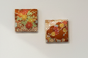 Kimono Wall Art / Japanese Vintage Silk Textile Panel / Framed Fabric Art / Wabi Sabi Decor / Unique Japanese Interior【KP2-05】
