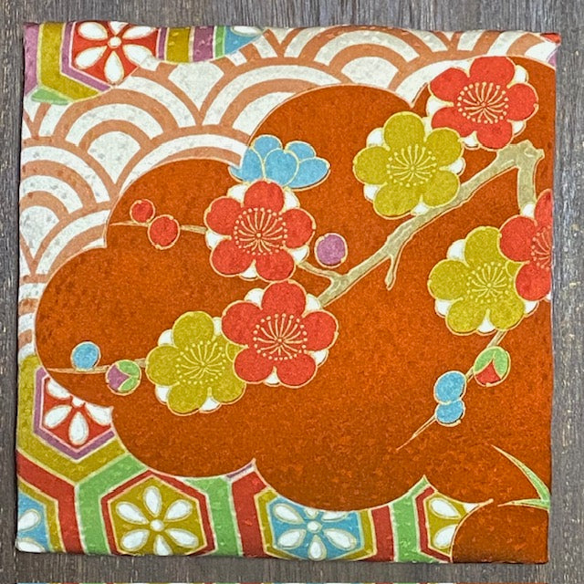 梅と菊【正絹着物ファブリックパネル2枚セット】KP2-05