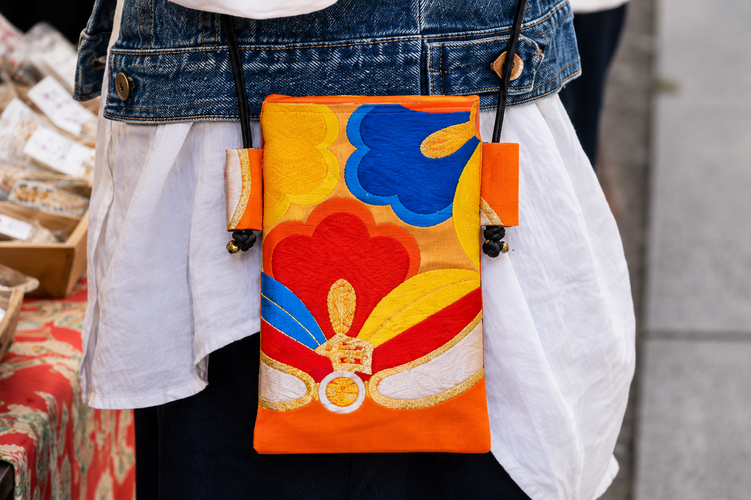 Japanese Obi Phone Bag, Japanese Silk Crossbody, Obi Smartphone Shoulder Bag, One of a Kind Gift, Lightweight Travel Bag【SS-06】