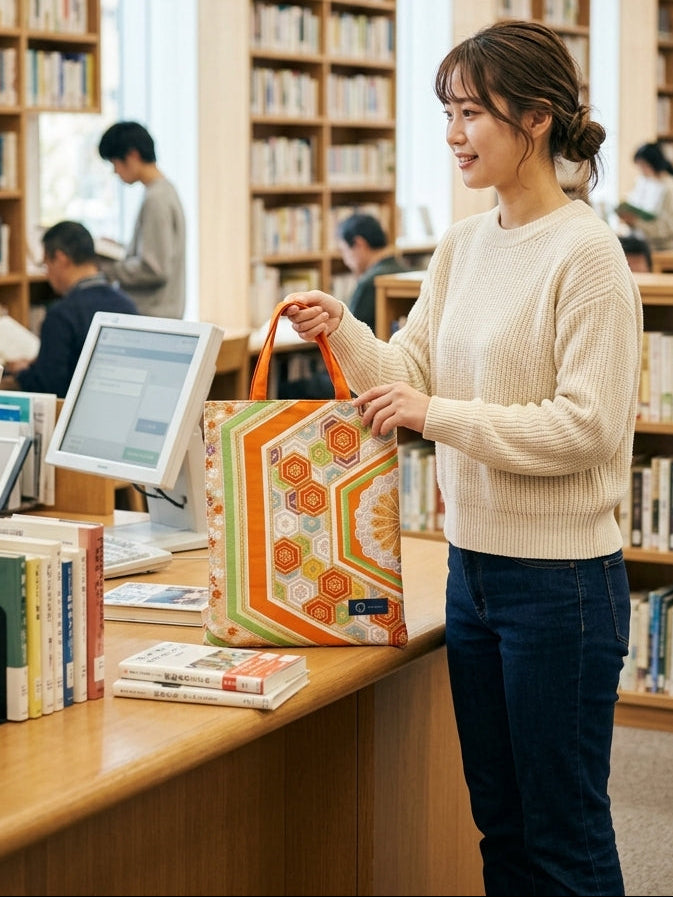 Japanese Kimono Silk Tote Bag, Vintage Obi Handmade Bag, Upcycled Sustainable Gift, One of a Kind Eco Bag【KB-33】