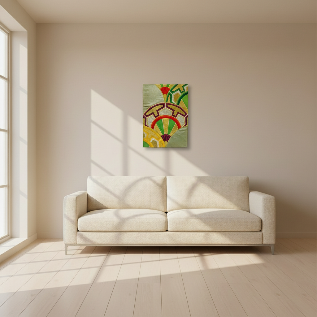 御所車【正絹帯ファブリックパネル大】OPB-7