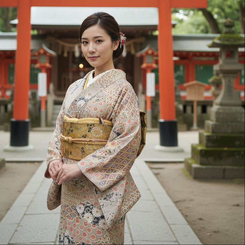 絹　小紋　反物　京友禅　【KT-03】