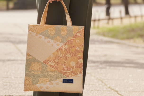 Japanese Kimono Silk Tote Bag, Vintage Obi Handmade Bag, Upcycled Sustainable Gift, One of a Kind Eco Bag【KB-28】