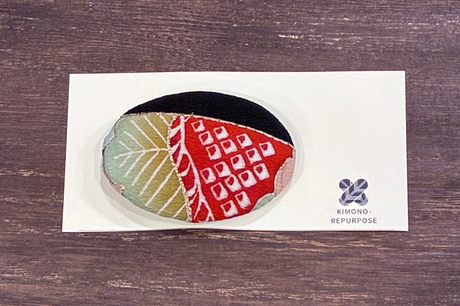 Japanese Kimono Silk Brooch / Japanese Vintage Obi Pin / Floral Statement Brooch / Unique Handmade Gift / Wearable Art【VKB-15】