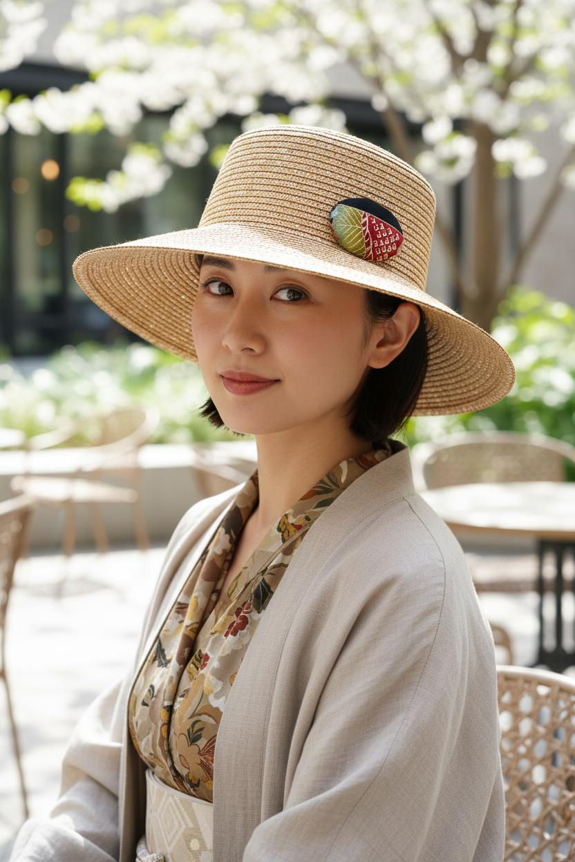 Japanese Kimono Silk Brooch / Japanese Vintage Obi Pin / Floral Statement Brooch / Unique Handmade Gift / Wearable Art【VKB-15】