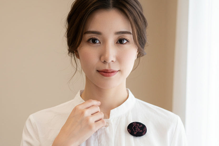Japanese Kimono Silk Brooch / Japanese Vintage Obi Pin / Floral Statement Brooch / Unique Handmade Gift / Wearable Art【VKB-21】