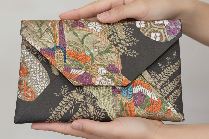 Kimono Sukiya Bag Handmade Japanese Tea Ceremony Clutch from Vintage Obi Fabric