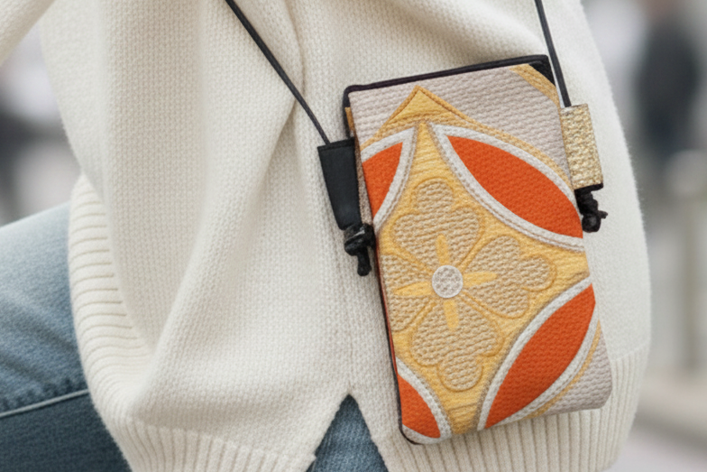 OBI+ Smartphone Shoulder Bag Handmade from Vintage Japanese Obi Fabric
