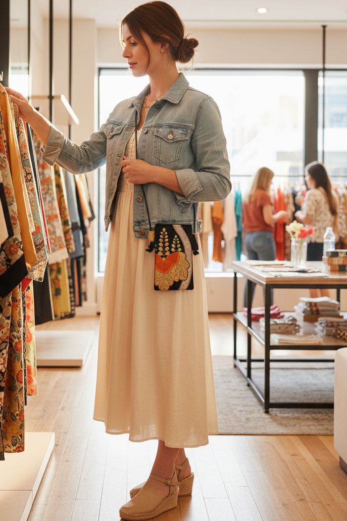 OBI+ Smartphone Shoulder Bag Handmade from Vintage Japanese Obi Fabric