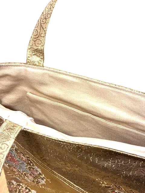 Japanese Kimono Silk Tote Bag, Vintage Obi Handmade Bag, Upcycled Sustainable Gift, One of a Kind Eco Bag【KB-30】