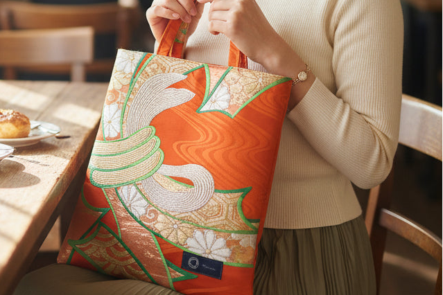 Japanese Kimono Silk Tote Bag, Vintage Obi Handmade Bag, Upcycled Sustainable Gift, One of a Kind Eco Bag【KB-31】