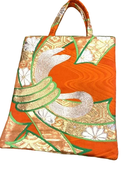 Japanese Kimono Silk Tote Bag, Vintage Obi Handmade Bag, Upcycled Sustainable Gift, One of a Kind Eco Bag【KB-31】
