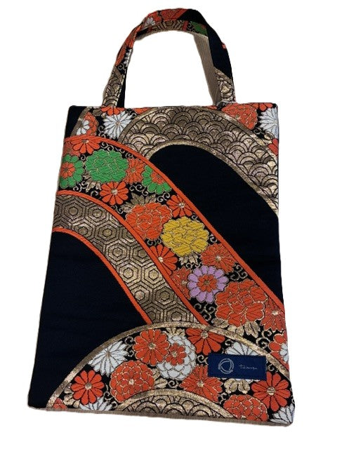 Japanese Kimono Silk Tote Bag, Vintage Obi Handmade Bag, Upcycled Sustainable Gift, One of a Kind Eco Bag【KB-24Ｂ】
