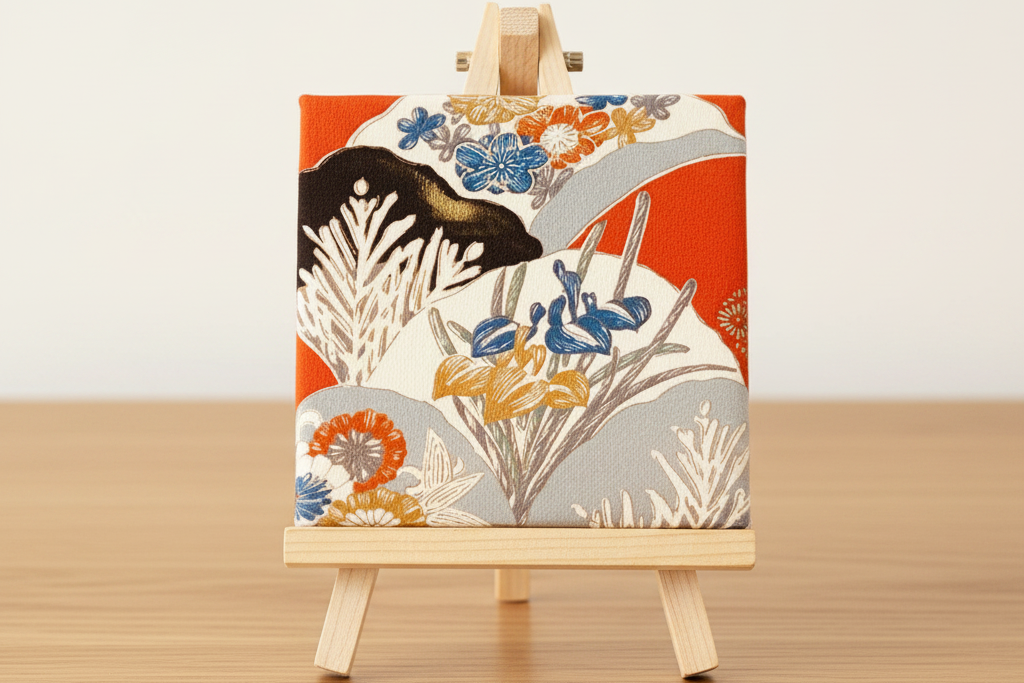 Kimono Wall Art / Japanese Vintage Silk Textile Panel / Framed Fabric Art / Wabi Sabi Decor / Unique Japanese Interior【KP2-02A】