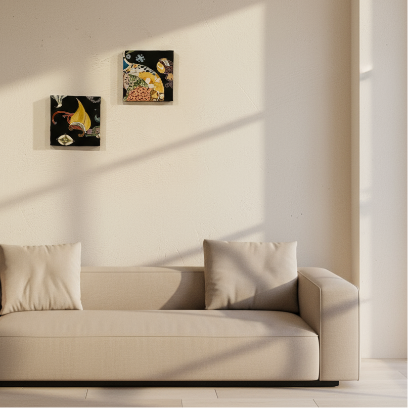 宝尽くし【正絹着物ファブリックパネル２枚セット】KP2-01