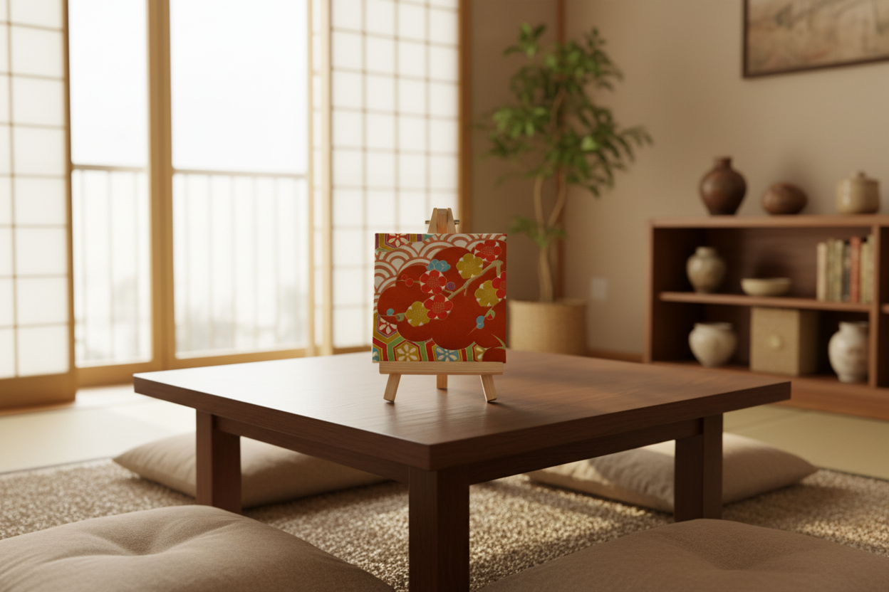 Quadro in tessuto di kimono / Pannello tessile vintage di seta giapponese / Opera d'arte in tessuto incorniciato / Decorazione Wabi Sabi / Interni giapponesi unici 【KP2-05】
