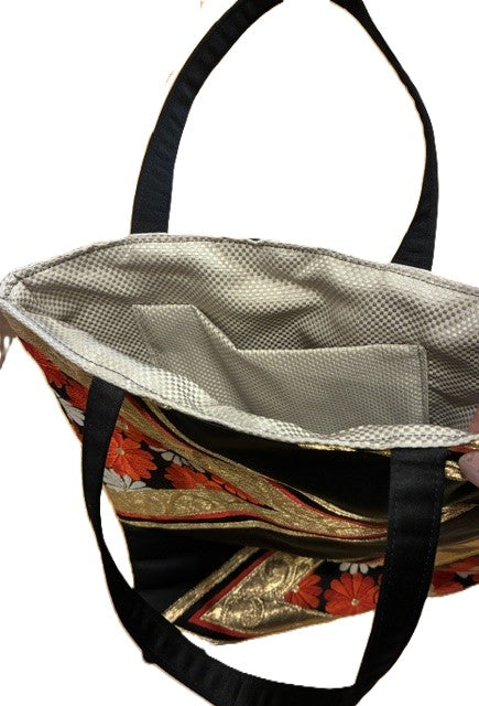 Japanese Kimono Silk Tote Bag, Vintage Obi Handmade Bag, Upcycled Sustainable Gift, One of a Kind Eco Bag【KB-31】