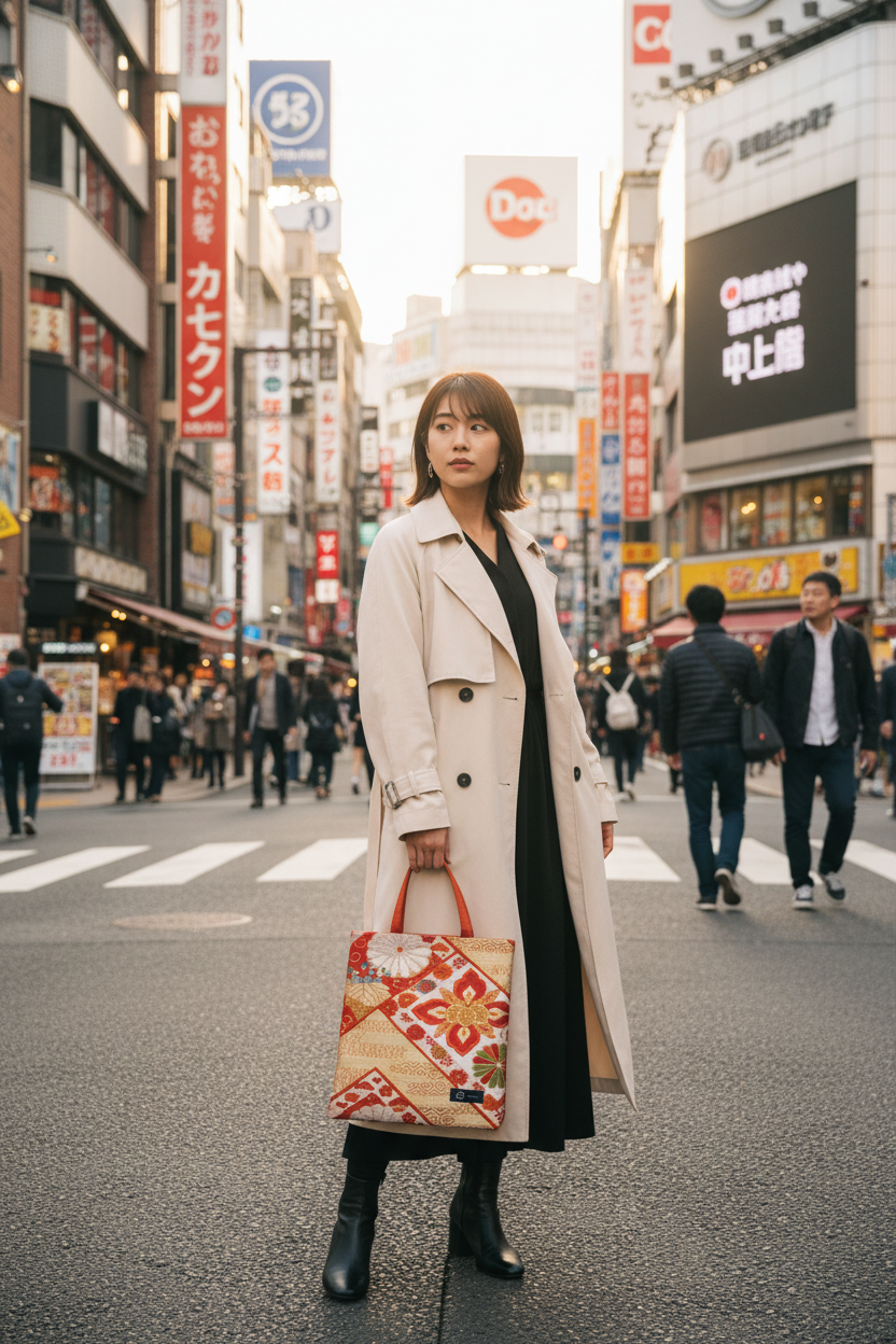 Japanese Kimono Silk Tote Bag, Vintage Obi Handmade Bag, Upcycled Sustainable Gift, One of a Kind Eco Bag【KB-32】