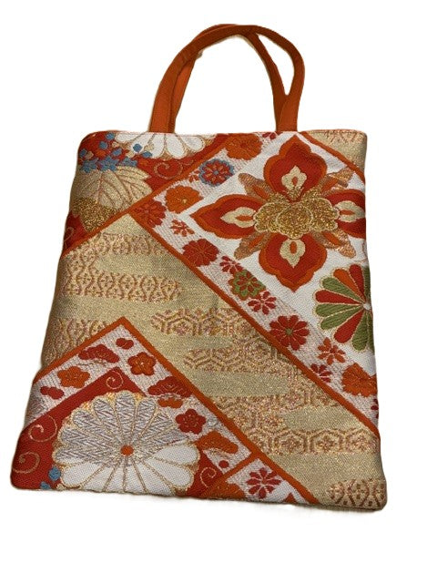 Japanese Kimono Silk Tote Bag, Vintage Obi Handmade Bag, Upcycled Sustainable Gift, One of a Kind Eco Bag【KB-32】