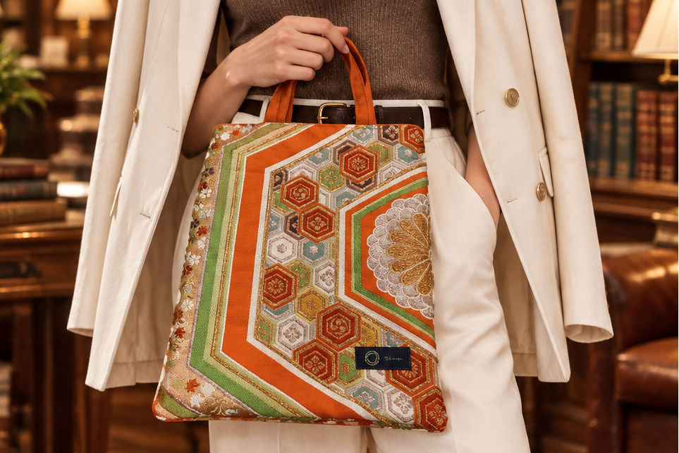 Japanese Kimono Silk Tote Bag, Vintage Obi Handmade Bag, Upcycled Sustainable Gift, One of a Kind Eco Bag【KB-33】