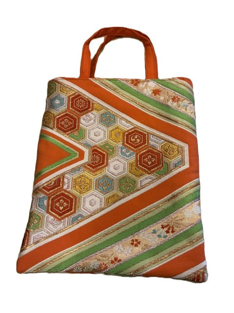 Japanese Kimono Silk Tote Bag, Vintage Obi Handmade Bag, Upcycled Sustainable Gift, One of a Kind Eco Bag【KB-33】